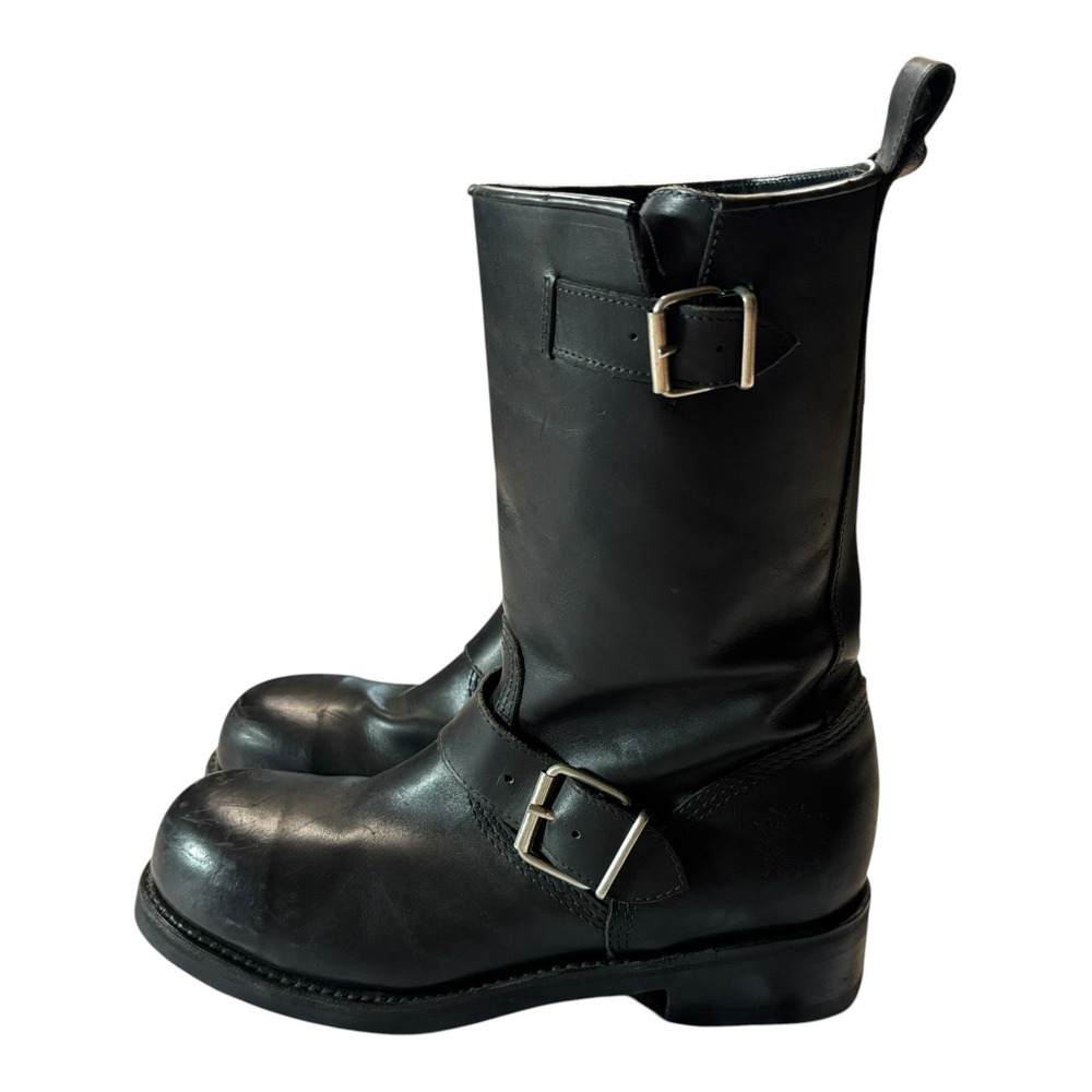Mens Muro Unique Shoes Black Leather Motorcycle Biker Boots 11 20077 84518